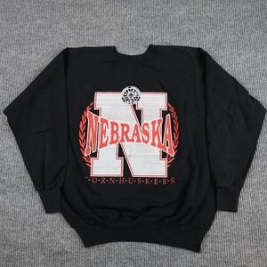 Vintage Nebraska Cornhuskers Sweatshirt Mens XL Black NCAA Football Ultra Sweats